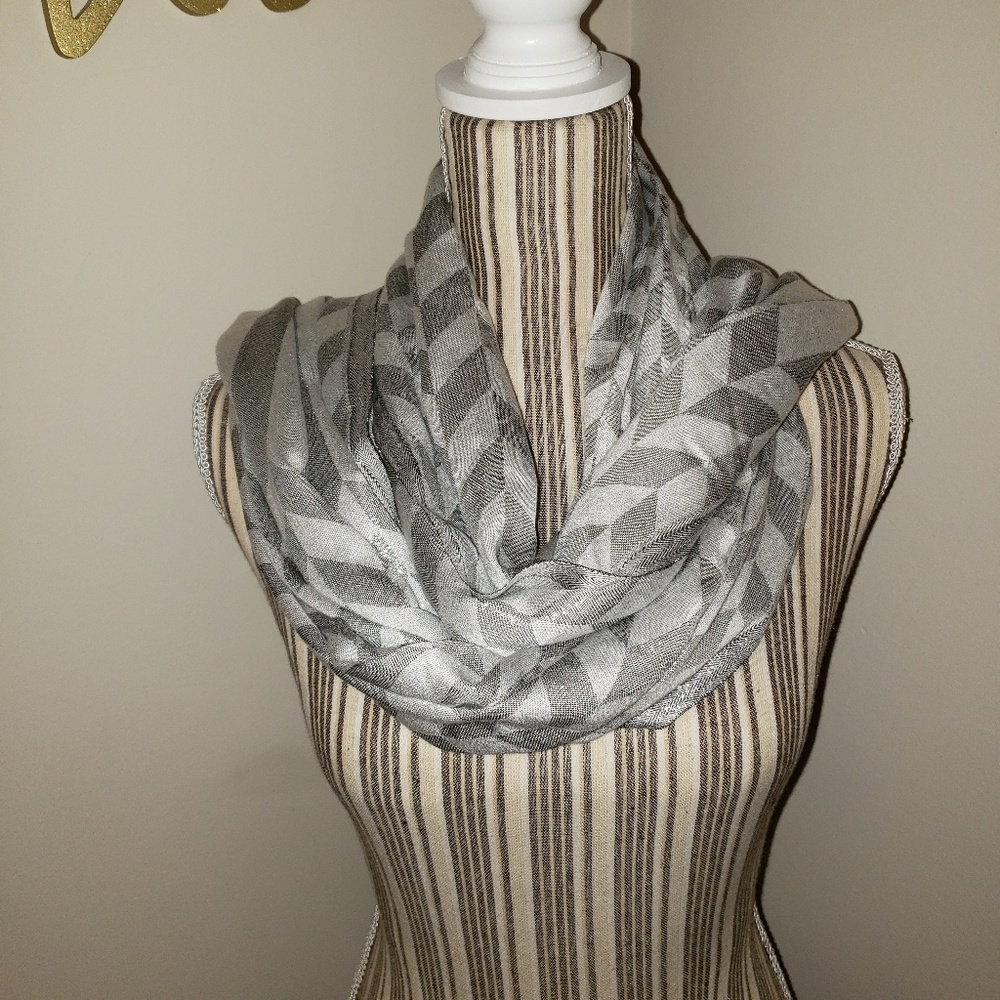 Calvin Klein Silver Metallic Scarf Shimmering